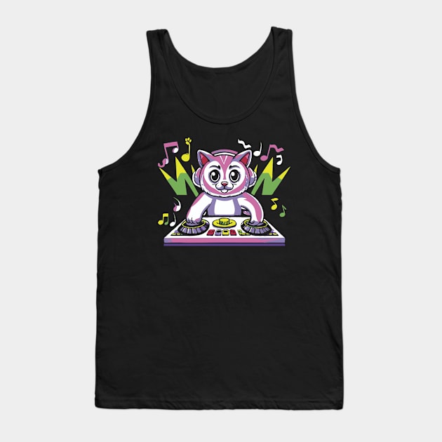 Dj Cute Cat Tank Top by Scaryzz